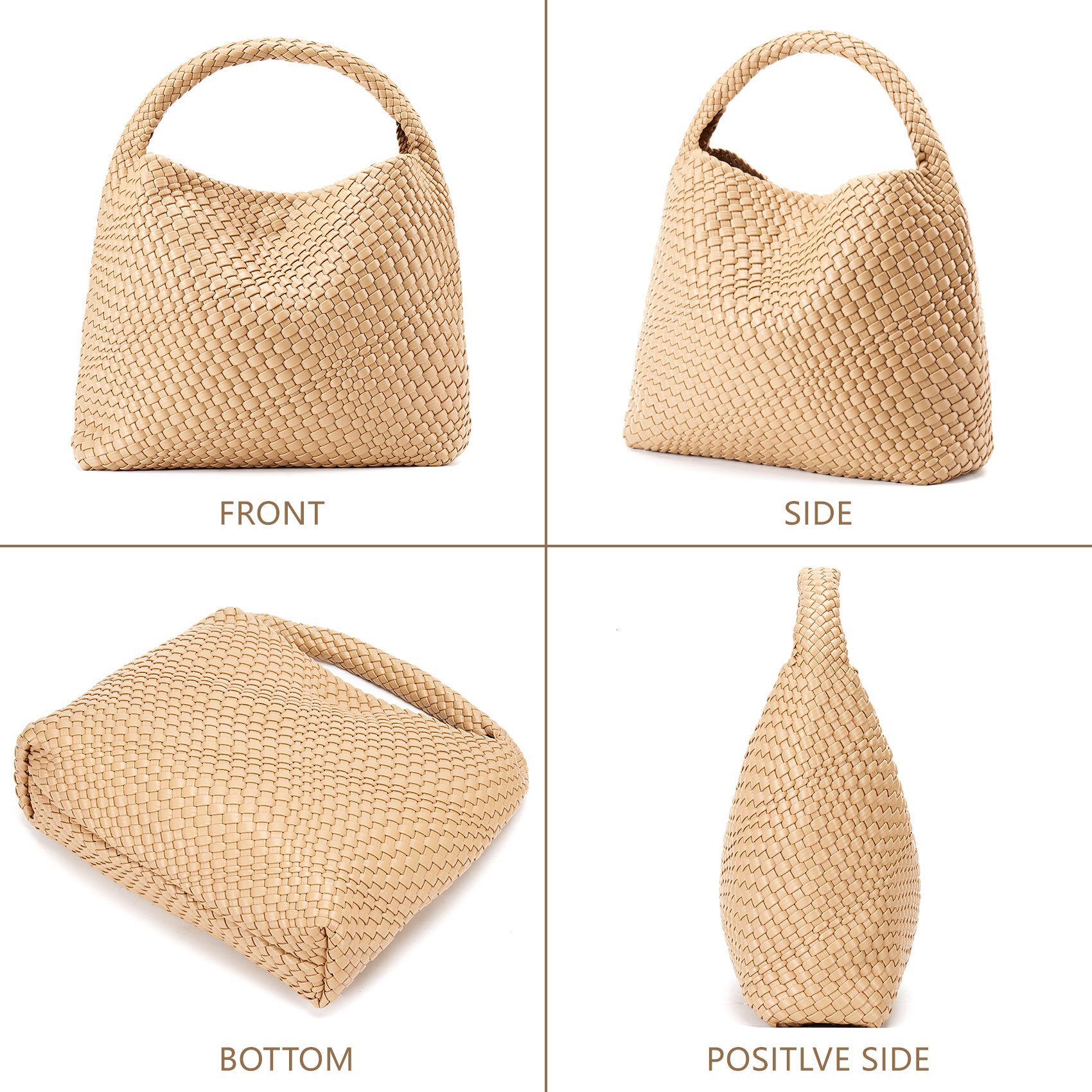 Fashion Woven Bags For Women Shoulder Bag Vegan Leather Handbags Large Work Travel Beach Tote Purse