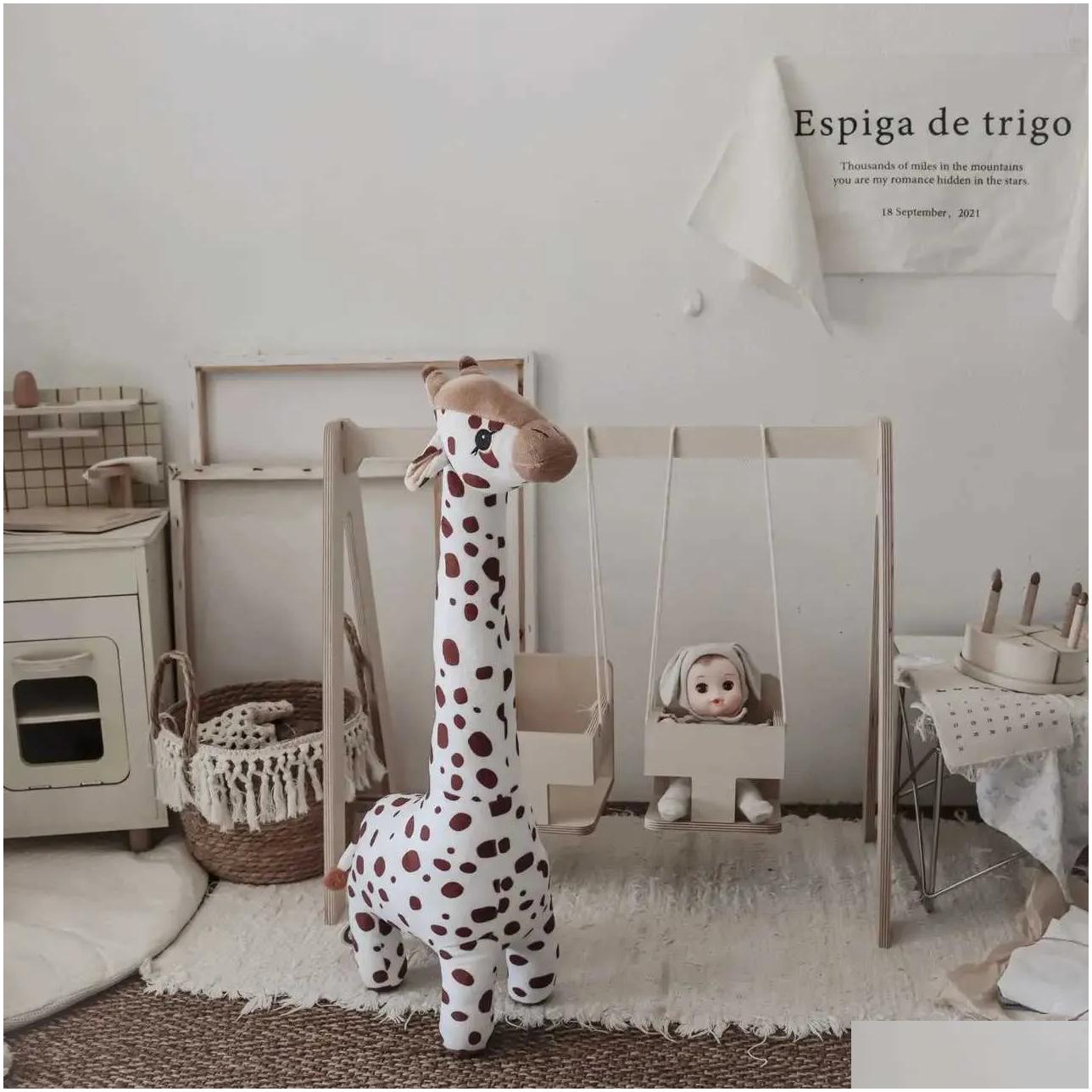 Dolls Brown Giraffe Doll Baby Sleeping Companion Comfort Gift Newborn Room Decorationc241107 Drop Delivery Toys Gifts Stuffed Animals Otp4V