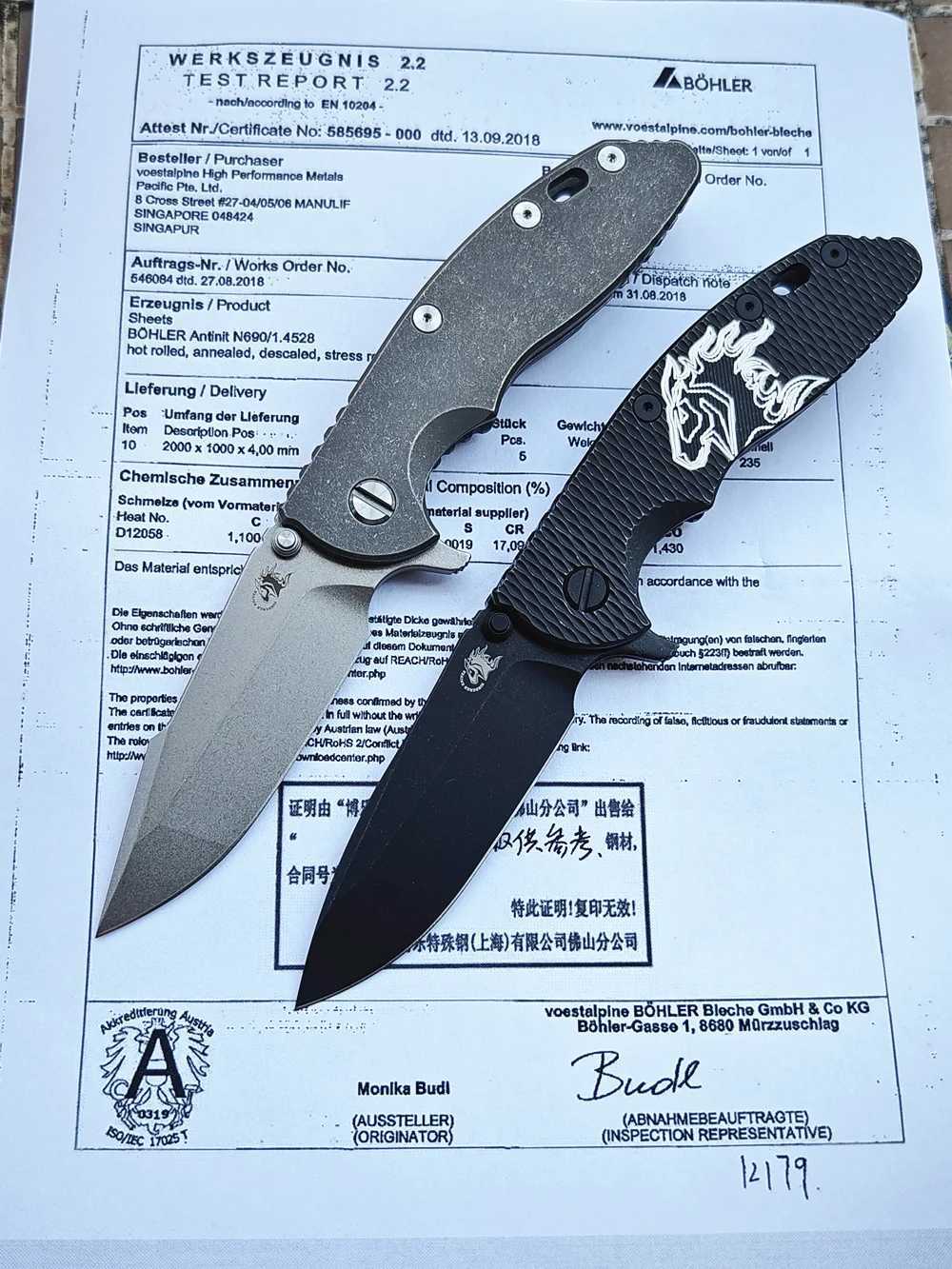 JUFULE Real N690 Blade Hinderer XM18 Titanium Handle Ceramic Bearing Folding Knife Tactical Pocket Camping Hunt Outdoor EDC Tool X241108