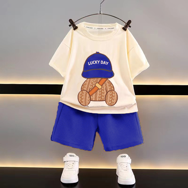 Junior 2 Piece Outfits Kids Cotton T-Shirt and Shorts Set - Casual Summer Clothing for Toddlers and Youth Lightweight for Daily Use y2506076LRT