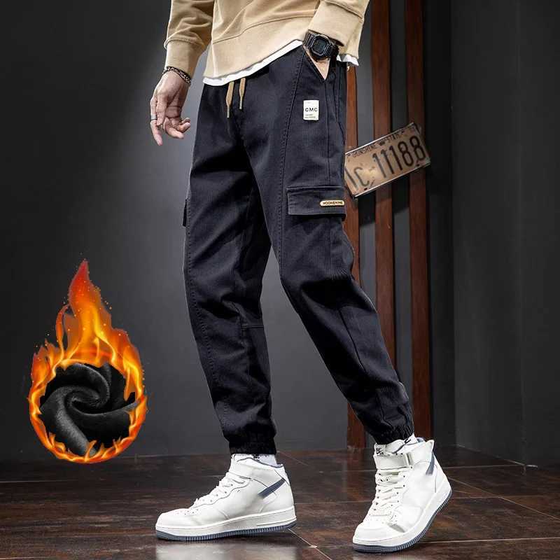Mens Fashion ConciseOffice Harem Pants Holiday Party Plush Winter Cargo Trousers Classic Thicken Casual Pants Plus Size S-3XL LX241107