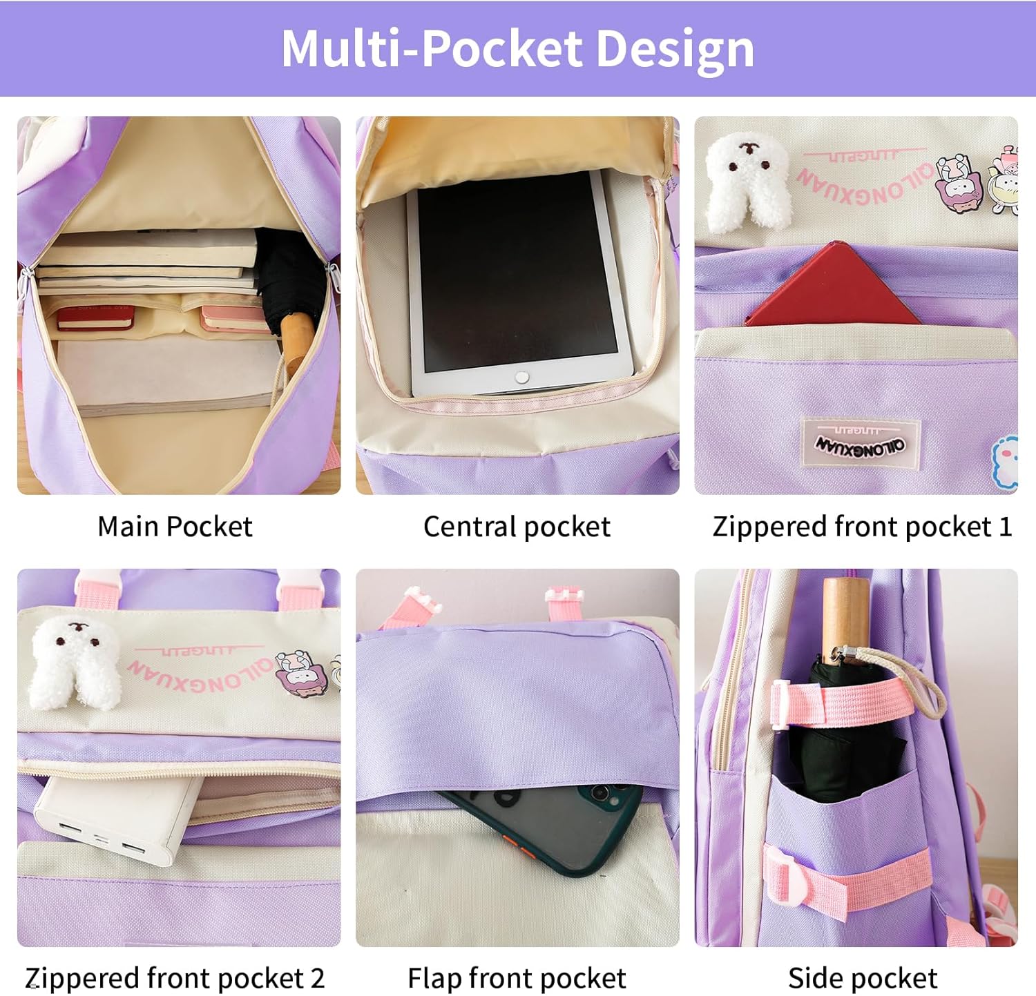 School Bag Set 5 Pieces School Bag Girls Backpack School Teenager for Girls School Bag Set with Shopping Bag Pencil Case