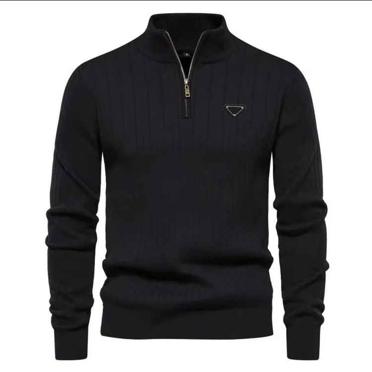 mens Designer Sweater Autumn/Winter Half zipper Stand collar jacket Versatile High Neck Knitted Shirt Luxury Mens thick sweater High elasticity