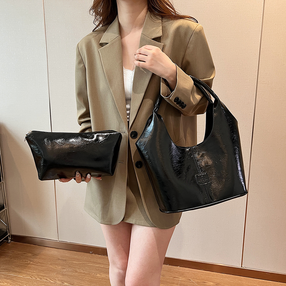 Shoulder Bag for Women PU Leather with Inner Pocket Underarm Bag Solid Handbag Tote Bag Work Travel Bag