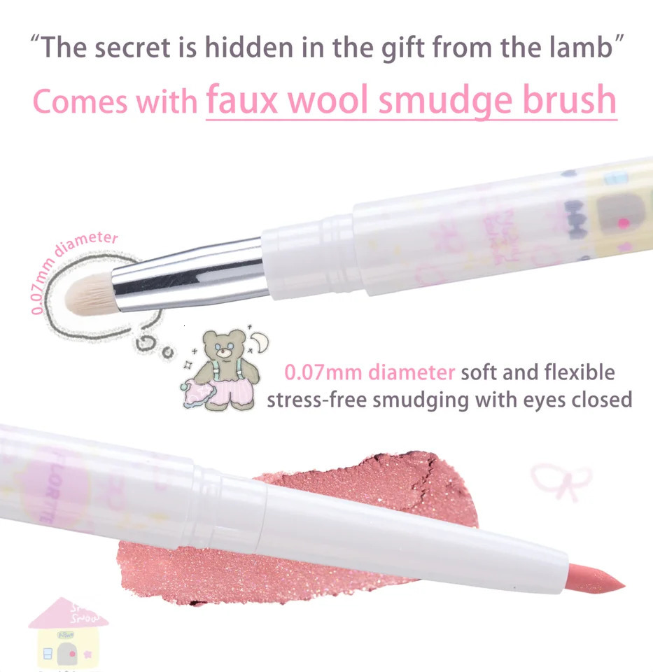 Flortte Bread Bear double-sided eyeliner pencil with brush original genuine Korean eyeliner gel pencil womens cosmetics makeup 241107