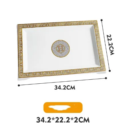 Multi-Specification Square Plate European Creative Mosaic Edge Coffee Afternoon Tea Cutlery Tray Steak Western Dessert Ceramic Plate