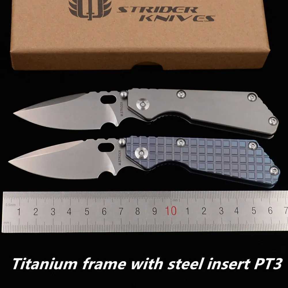 JUFULE Titanium Frame Steel Insert Ceramic Bearing PT-3 Mark CPM154 Tactical Pocket Camping Hunt EDC Tool Folding Knife X2411081