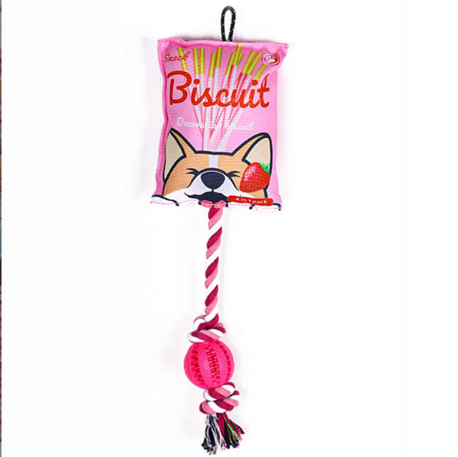 Factory Direct Sell Pet Toy New Design Potato Chips Dog Chew Toy Dog Teeth Cleaning Pet Cotton Rope Toy With Hot Selling