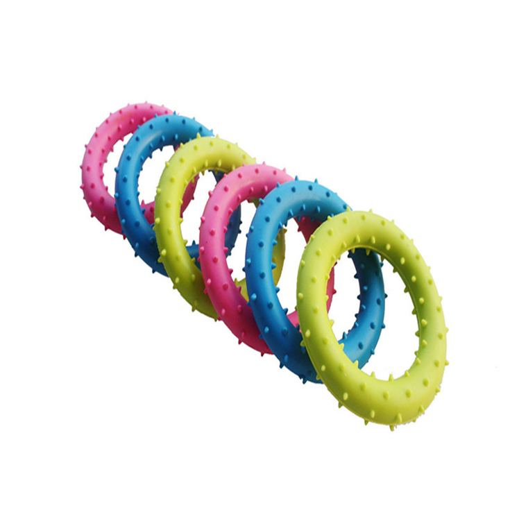 New Pure Color TPR Rubber Round Circle Pets Dogs Chew Trainer Eco-Friendly Pet Chew Toys