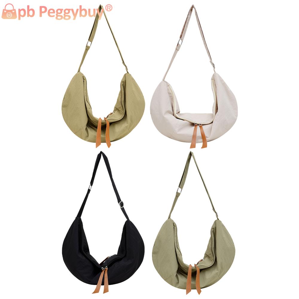 Women Dumpling Bag Half Moon Bag Adjustable Strap Travel Sling Bag Zip Closure Solid Color Shoulder Bag Hobo Sling Bag