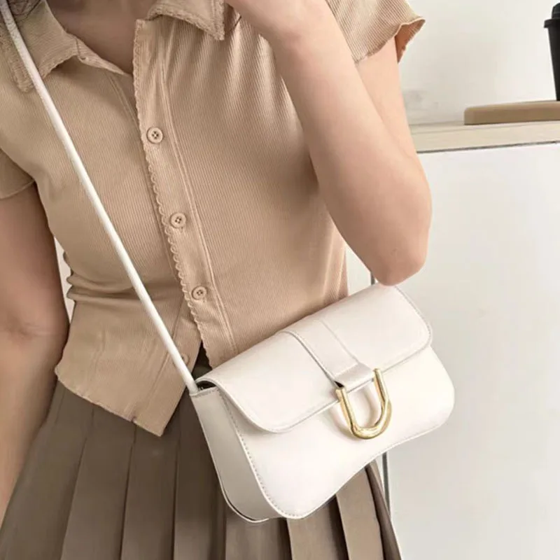Casual Fashion Shoulder Bag Simple PU Leather Handbag Armpit Small Bag Ladies Hundred Crossbody Retro Armpit Bag
