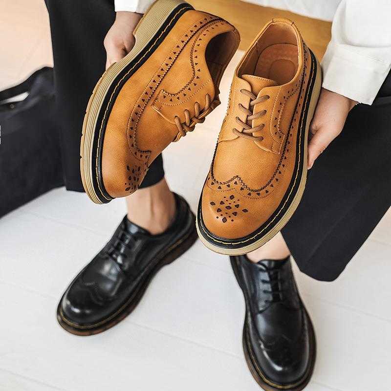 Men Dress Shoes British Style Block Carved Leather Shoes Mens Leather Mens Business Mens Casual Shoes Spring Autumn 241009