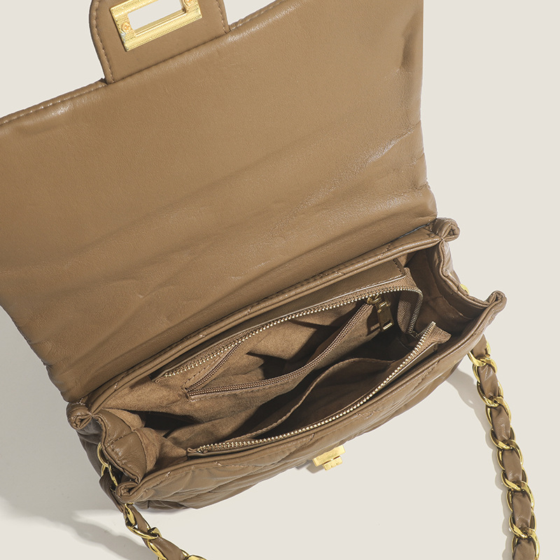 Women's Retro Simple PU All-match Argyle Cover Commuting Crossbody Shoulder Bag with Chain Strap