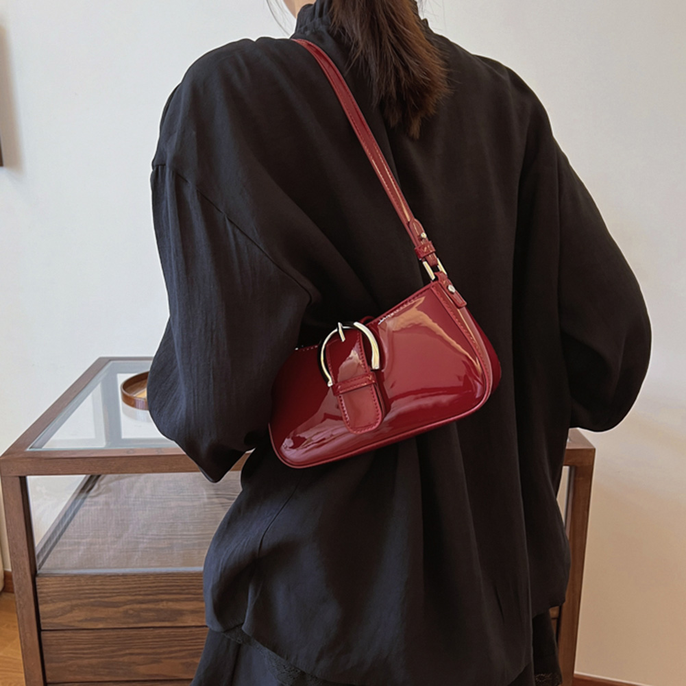 Red Small Shoulder Bag Y2K Purse for Women PU Leather Chic Luxury Design Handbag Clutch Purse Female Classic Retro Crossbody Bag