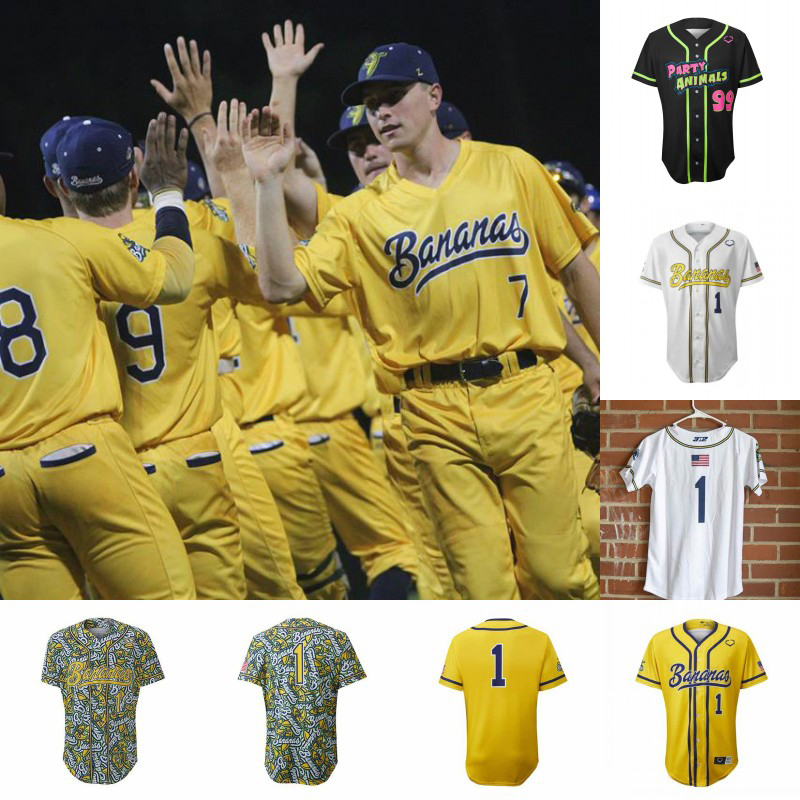Savannah Bananas Baseball Jerseys Donalson Meadows LeRoy Jackson Olson Mauldin Jones Archer Luigs Hosley 2024 Authentic Repl