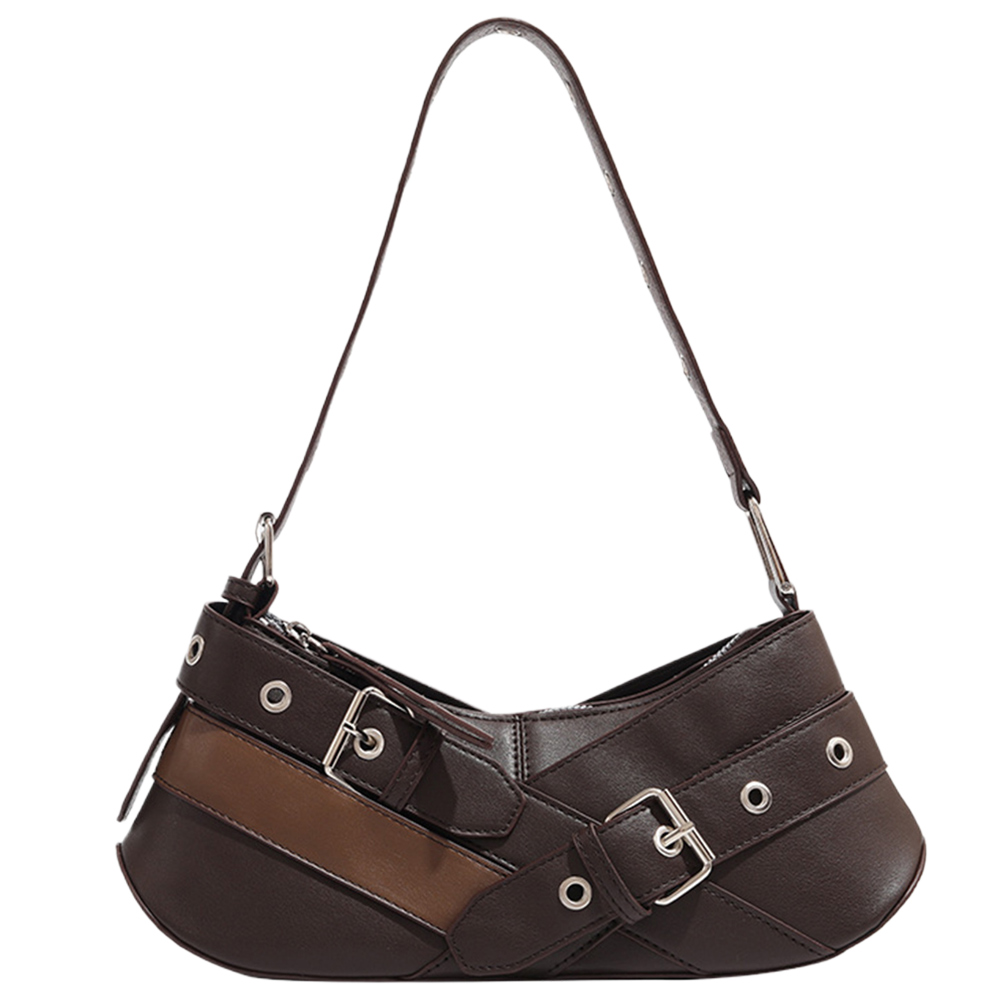 Women PU Leather Punk Shoulder Bag Strap Adjustable Underarm Purse Solid Color Hobo Bag for Vacation Travel Commuting Armpit Bag
