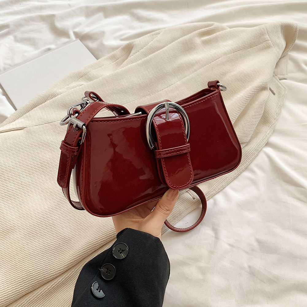 PU Patent Leather Shoulder Bag Zipper for Women Crossbody Bag Magnetic Closure Hobo Bag Adjustable Shoulder Strap Clutch Purse