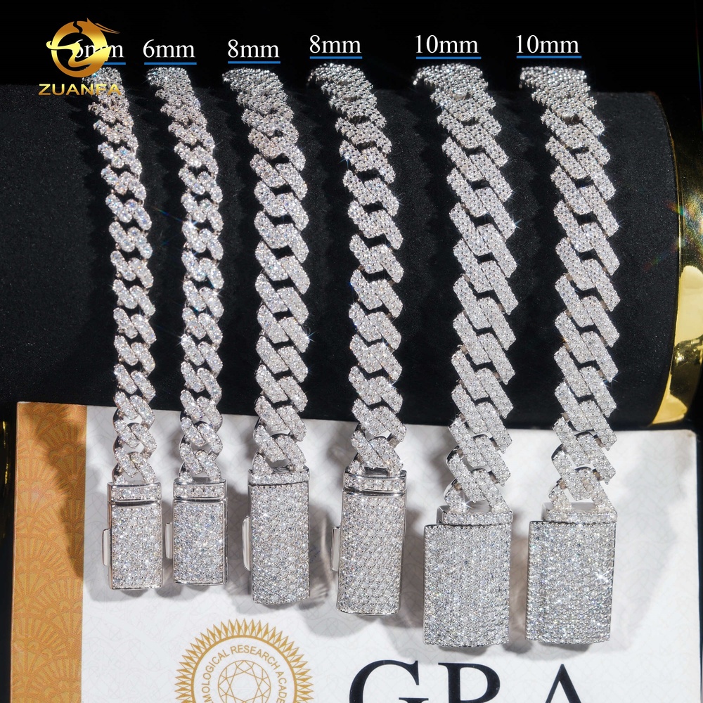 hot sale fine jewelry lab dia s sterg sier rhodium plated moissanite men cuban k bracelet