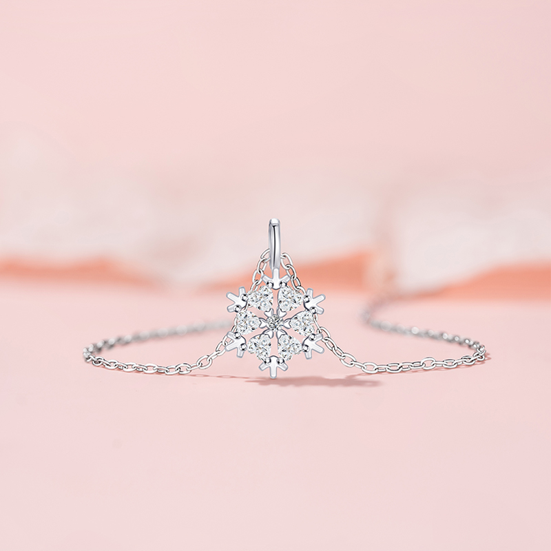 Elegant Winter Wonderland Necklace for Her - Snowflake Charm with Full Zirconia Embellishments