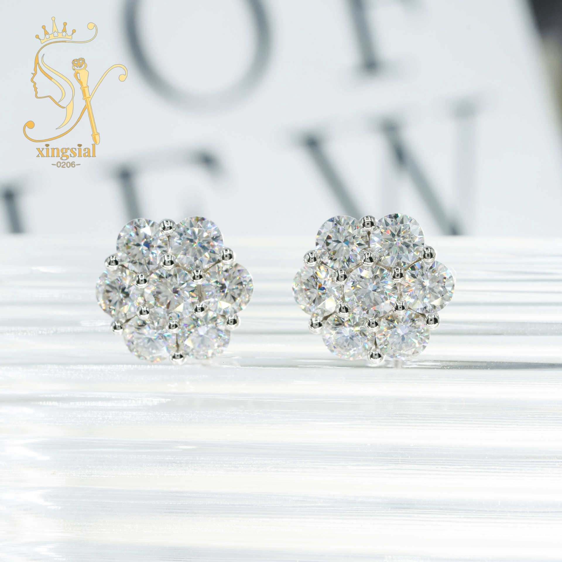 Hiphop style passed dia test wer shape round cut VVS DEF sterg sier women men moissanite earring