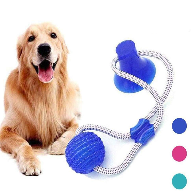 FREE SAMPLE Hot Sale Multifunction Molar Bite Dog Toys Rubber Chew Ball Cleaning Teeth Safe Elasticity Suction Cup Dog Chew Toy