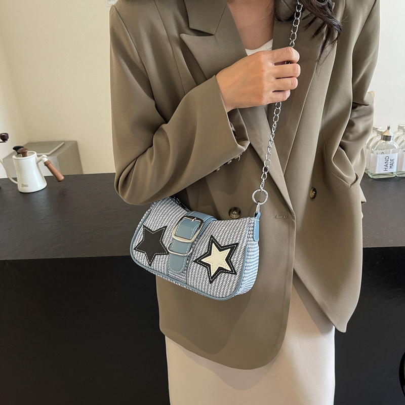 Women Punk Shoulder Bag PU Leather Chain Crossbody Bag Zipper Closure Simple Satchel Bag Hot Girls Daily Bag