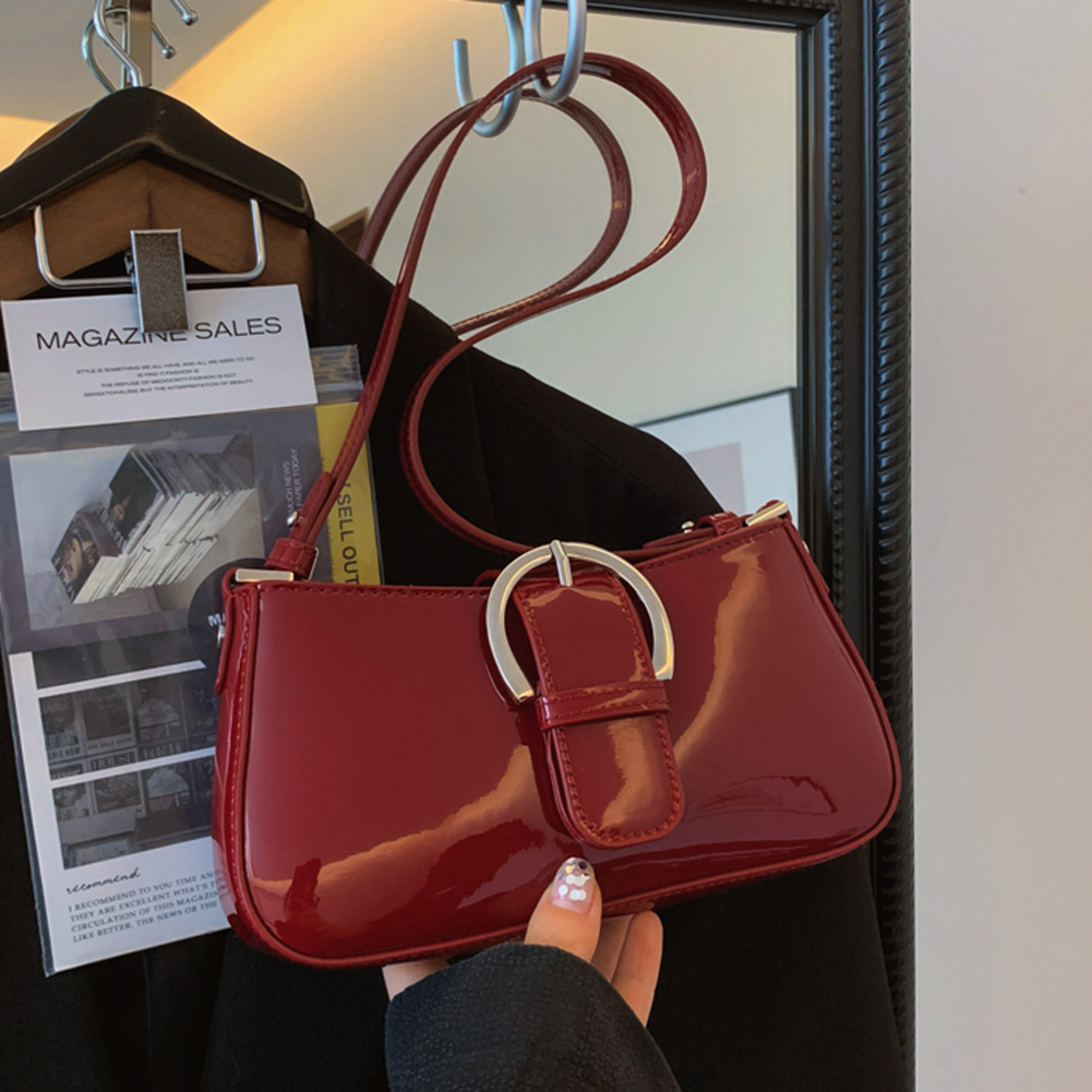 Red Small Shoulder Bag Y2K Purse for Women PU Leather Chic Luxury Design Handbag Clutch Purse Female Classic Retro Crossbody Bag