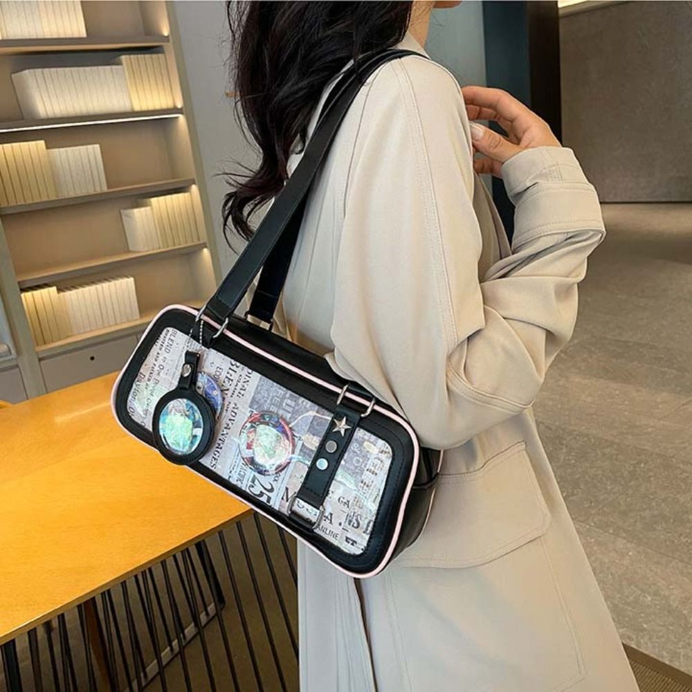 Casual Single Badge Itabag Simple Itabag PU Idol Merchandise Storage Transparent Pocket Mini Korean Style Shoulder Bag Women