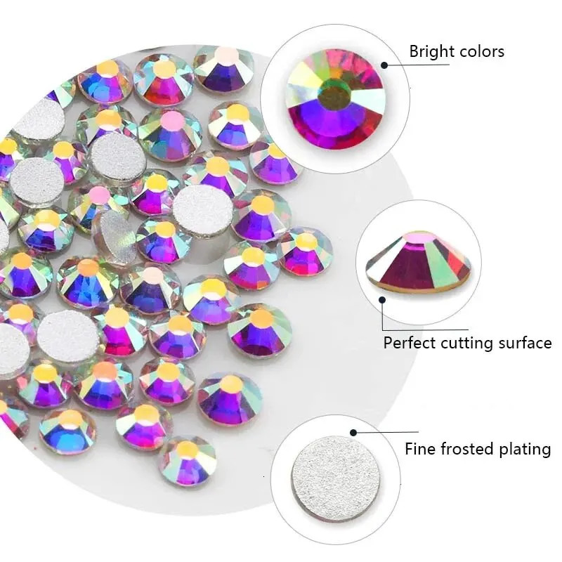 Wholesale 14400PCS/Bag Crystal AB Glitter Non fix Rhinestones Nails Charms Diamond Accessories for Nail Art Decoration 240401