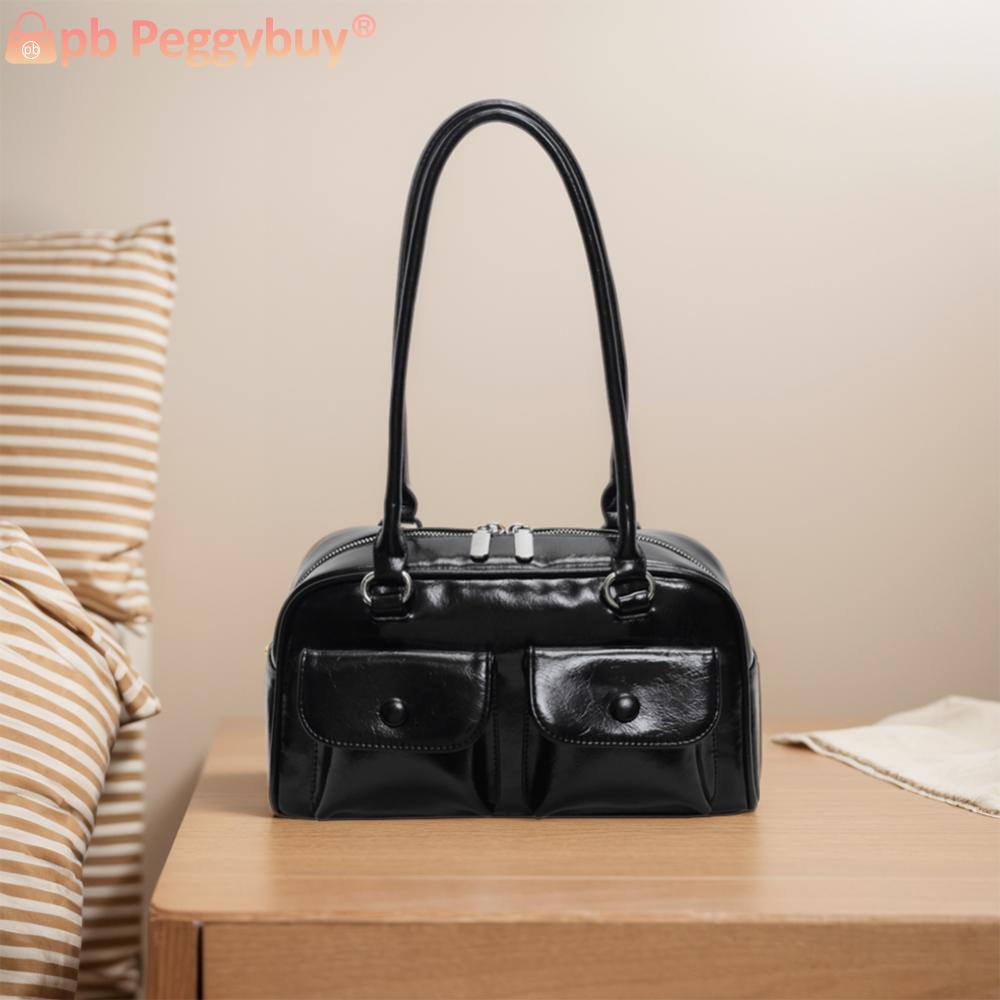 Women Satchel Hobo Bag Multi Pocket Pu Leather Boston Tote Bag Solid Crossbody Bag Underarm Bag Travel Commuter Bag