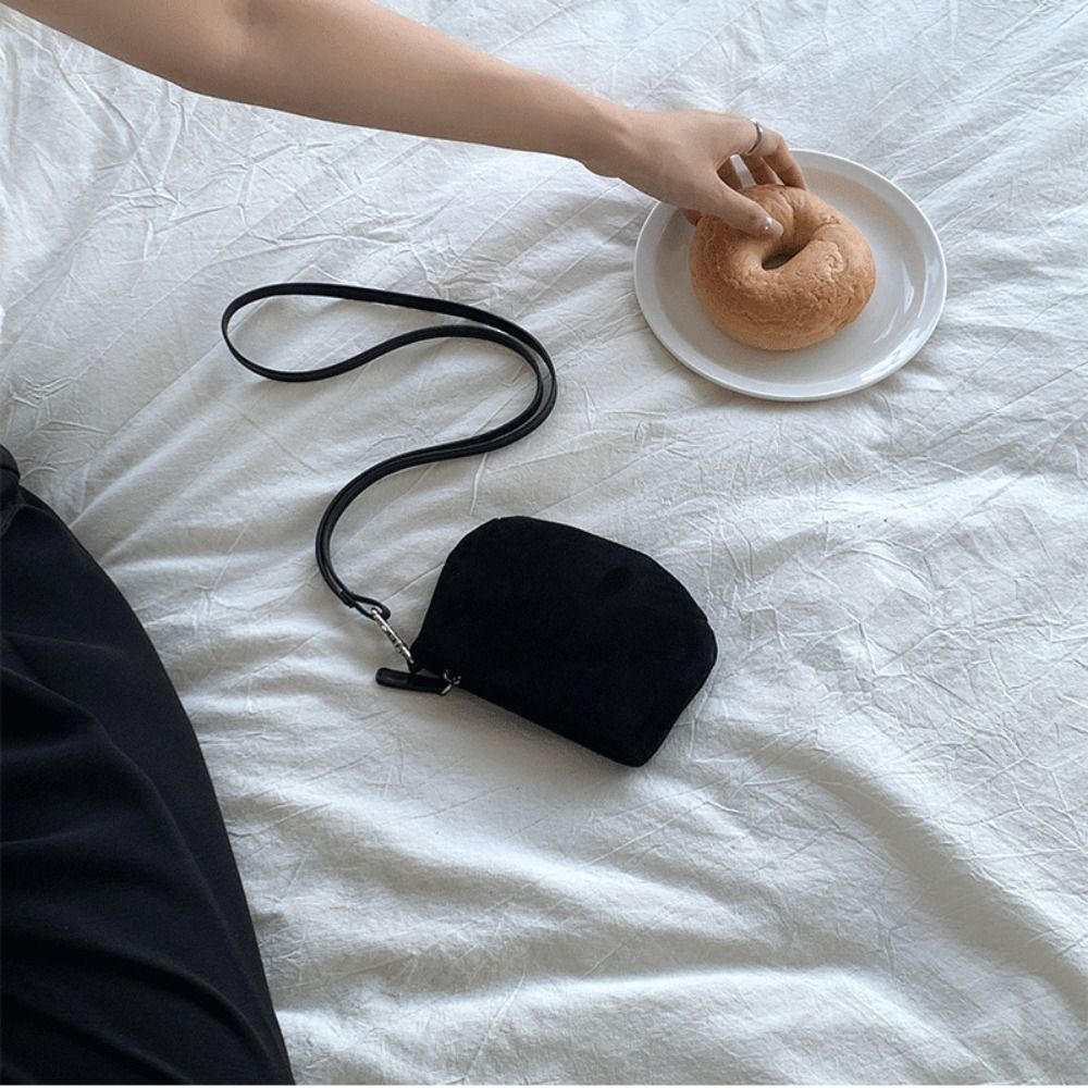 Luxury Design Soft Coin Purse Suede Retro Style Underarm Shoudler Bags Solid Color Crossbody Bags for Women