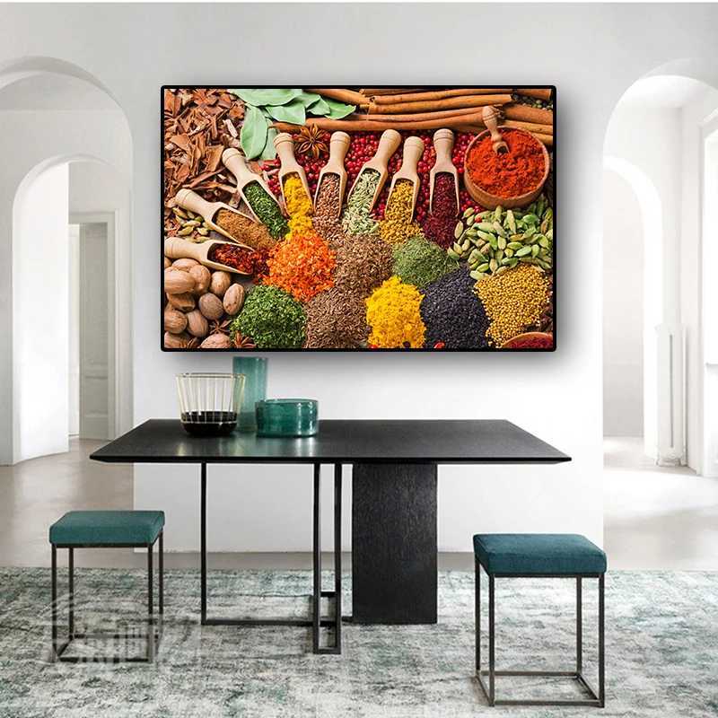 Grain spice spoons for living room home decoration kitchen food oil paintings posters and prints Cuadros wall art pictures X241107