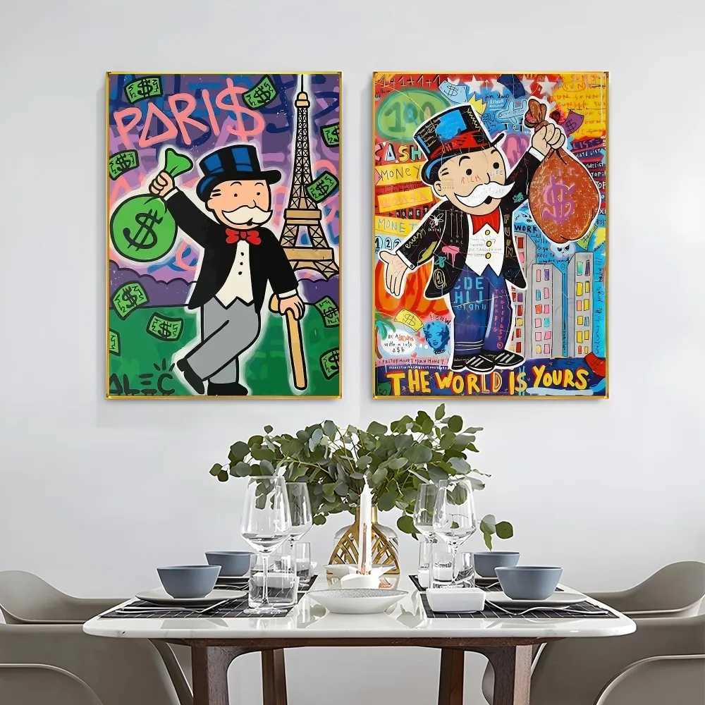 1 Alec Monopoly and Inspiring Money poster self-adhesive art waterproof paper sticker coffee shop bar room wall decoration X241107