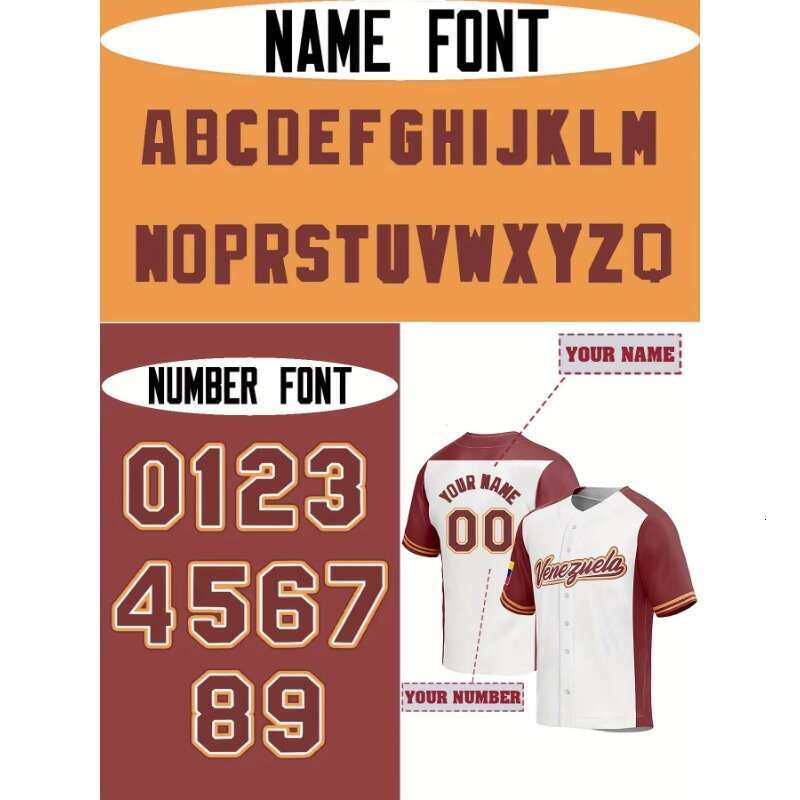 2025 Customizable Venezuela Baseball Jersey-Unique Personalized Name and Number Embroidery Comfortable Short Sleeve Training Tops