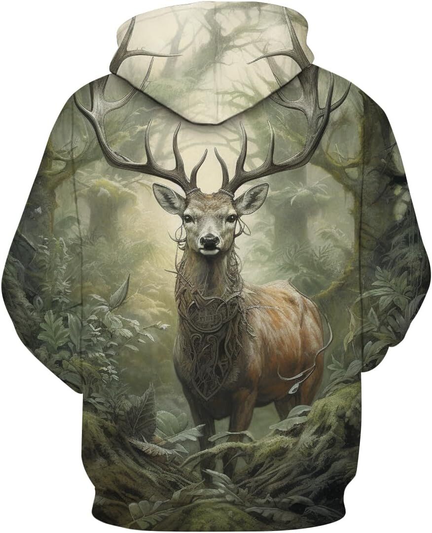 Hoodie for Mens Womens Novelty Deer Pattern Hoodie 3D Printed Sweatshirt Pullover for Men Women Graphic Fashionable and cool deer pattern