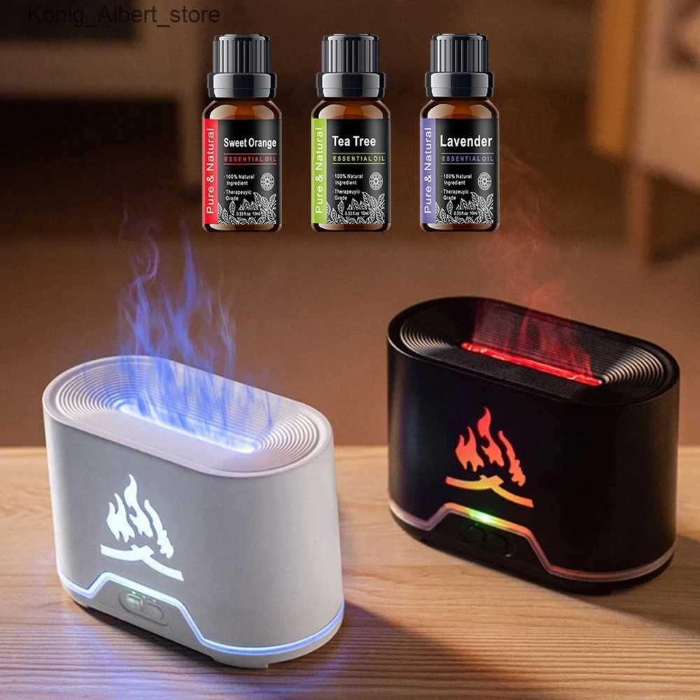 Aromatherapy 300ML remote control flame aroma diffuser air humidifier ultrasonic atomizer essential oil flame lamp 7-color diffuser L240910
