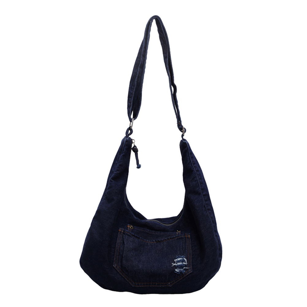 Denim Shoulder Bag for Women Men Adjustable Strap Casual Tote Bag Large Capacity Handbag Satchel Purse Commuter Travel Bag