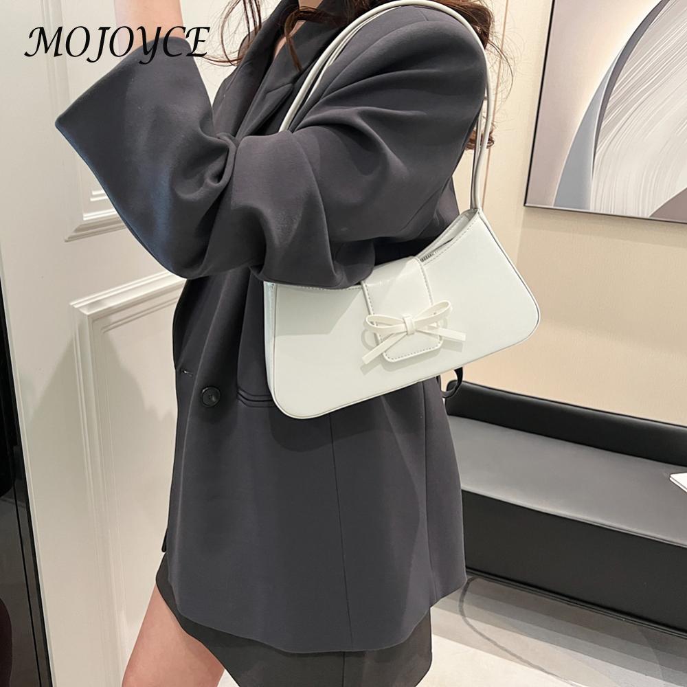 Women Casual Tote Handbag PU Leather Leisure Armpit Handbag Solid Color Travel Underarm Handbag Girls Outdoor Daily Bag