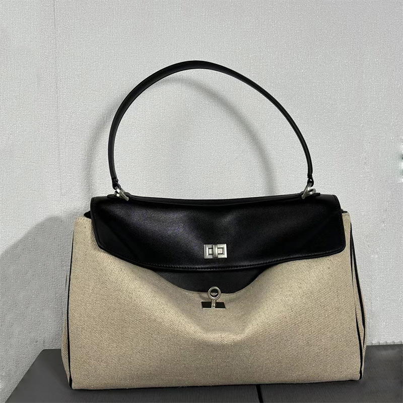 Brown Canvas And Leather Shoulder Bag Brand High-end Large-capacity Genuine Leather Fashion Tote Shoulder Handbag Crossbody Bag