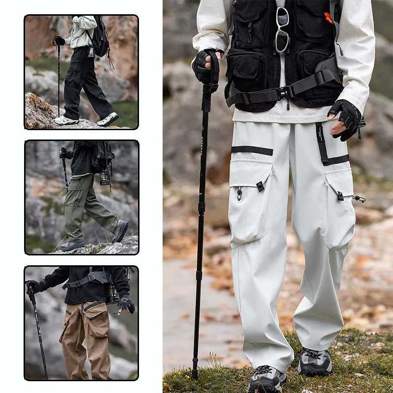 Mens Waterproof Hiking Pants Breathable Fishing Camping Huntting Outdoor Windproof Sport Pants Multi-Pockets Casual Trousers LX241107