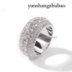 Sier Ring Moissanite Designer Jewelry Fashion Ice Crystal Men Women Hip Hop