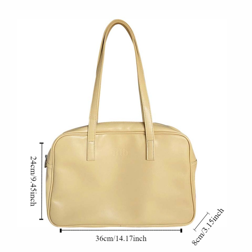 PU Leather PU Shoulder Bag Korean Style Large Capacity Underarm Bag Fashion Design Preppy Style Solid Color Handbag Outdoor