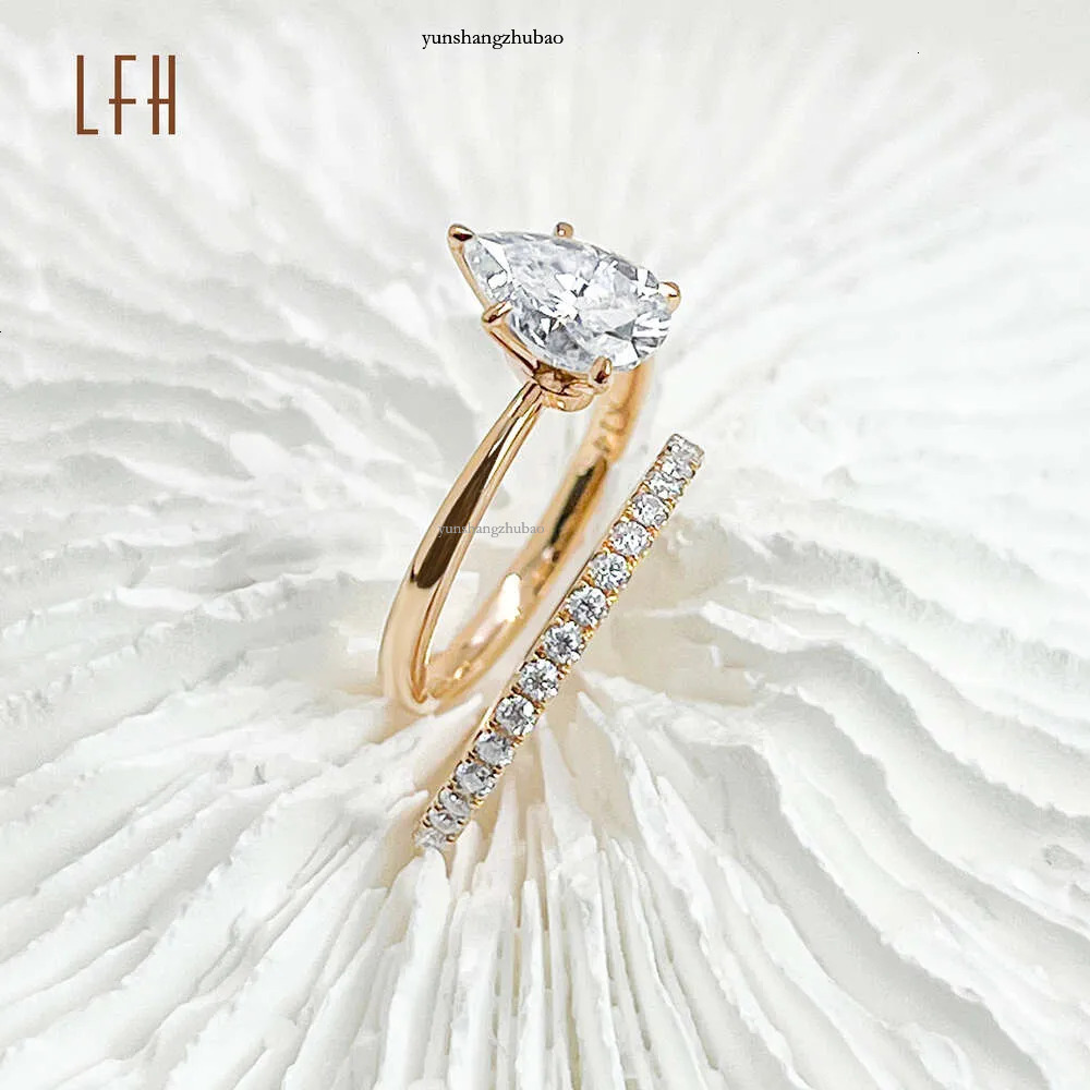 Round Custom Moissanite Rings Women Real Rose Wedding Solid Ring Gold for Couples