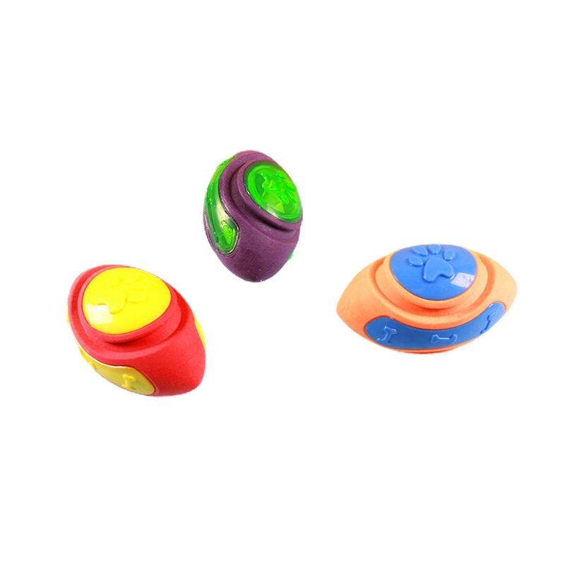 New TPR Toy Dog Boredom Toy Ball Sound Shiny Grinding Teeth Bite Resistant Wear Funny Rugby Ball Football