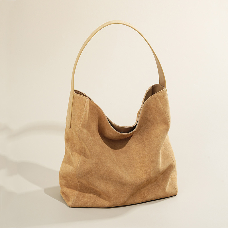 New Women Frosted Leather Tote Female Underarm Bucket Handbag Lady Large Capacity Suede Hobo Shoulder Bag designer bag Hasp Style Suede Material BagVo