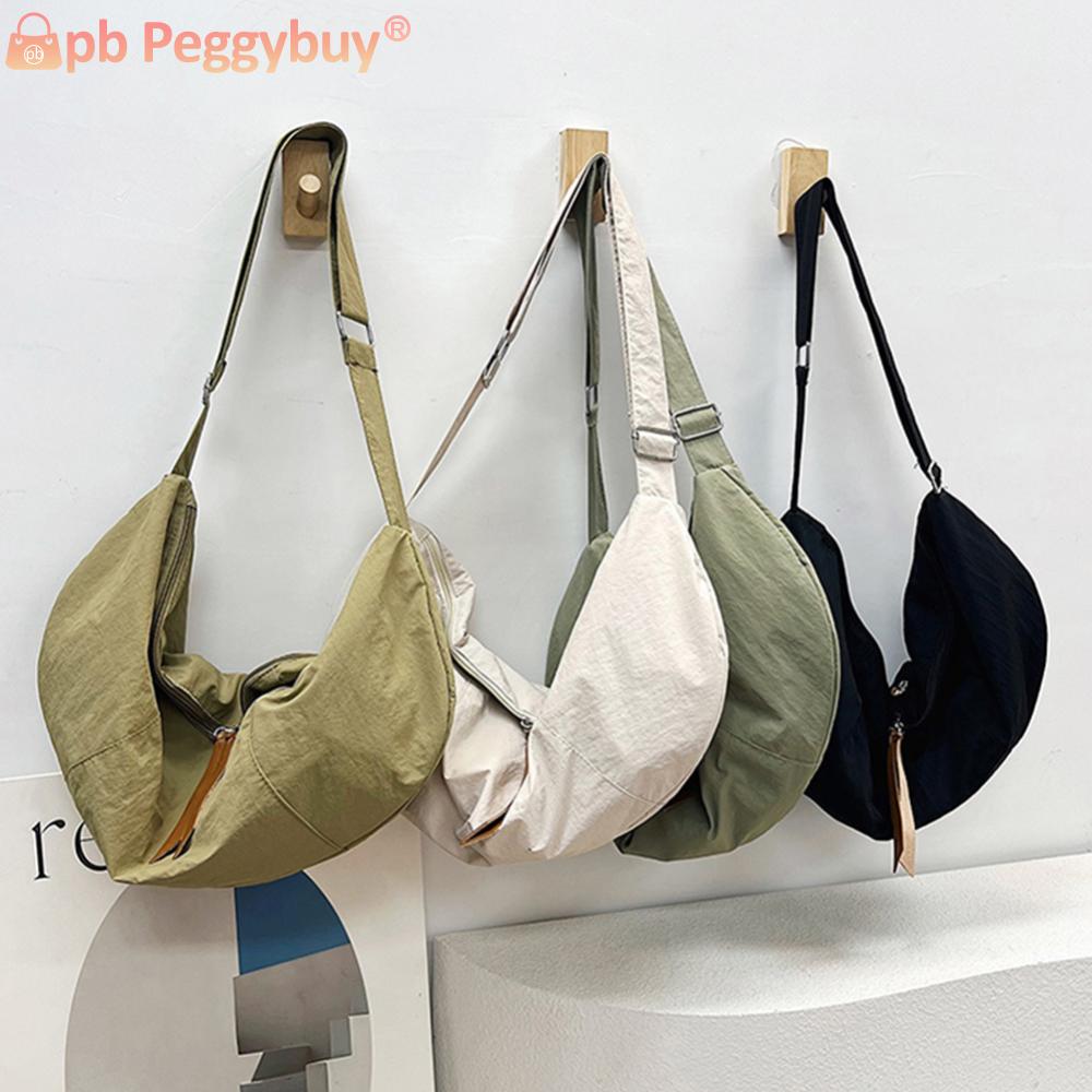 Women Dumpling Bag Half Moon Bag Adjustable Strap Travel Sling Bag Zip Closure Solid Color Shoulder Bag Hobo Sling Bag
