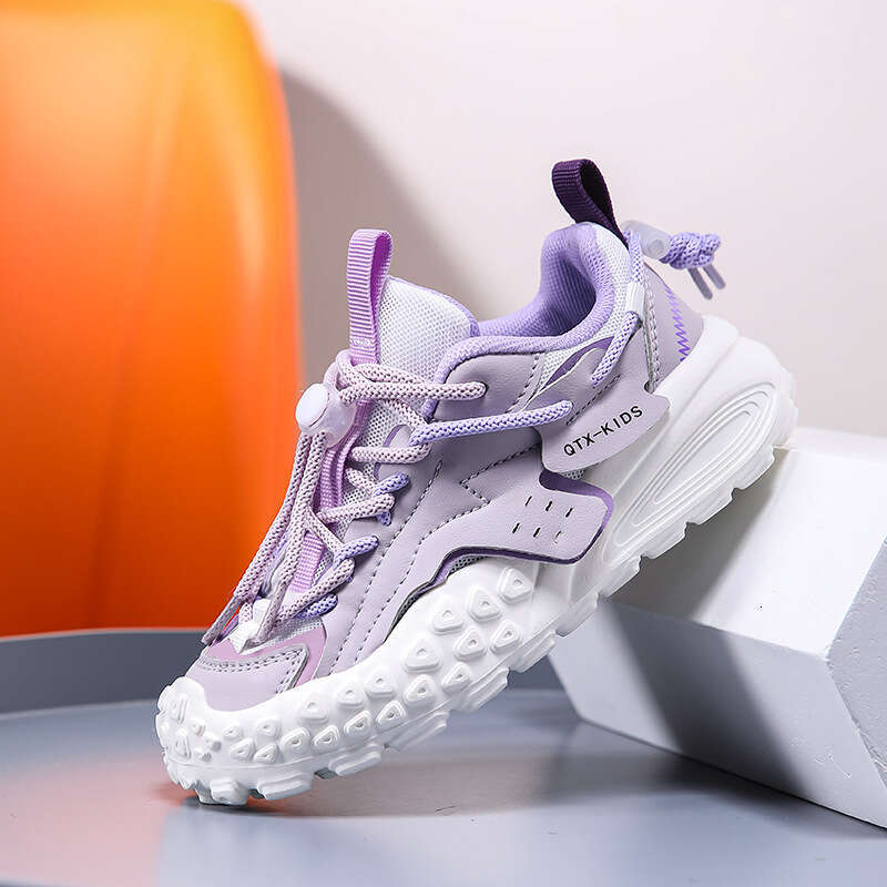 Girls' 2024 new summer mesh breathable boys' sports automatic lace up student running shoes trendy .