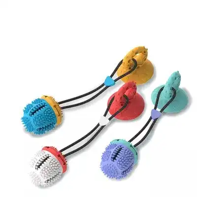 Suction Cup Dog Toy for Aggressive Chewers Pet Molar Bite Toy Dog Chew Rope Ball Pull Toy Fits for Small Large Dogs Cats
