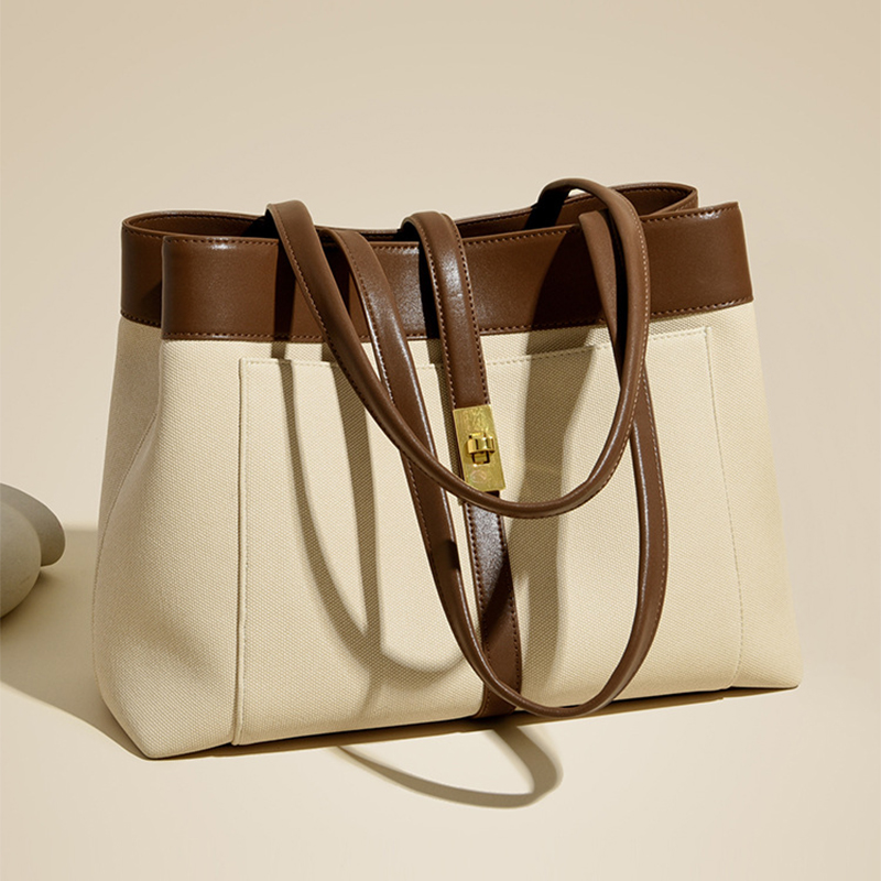 High-end Large-capacity Tote Bag Summer New Versatile Handbag Commuting To Work Contrast Color Shoulder Bag