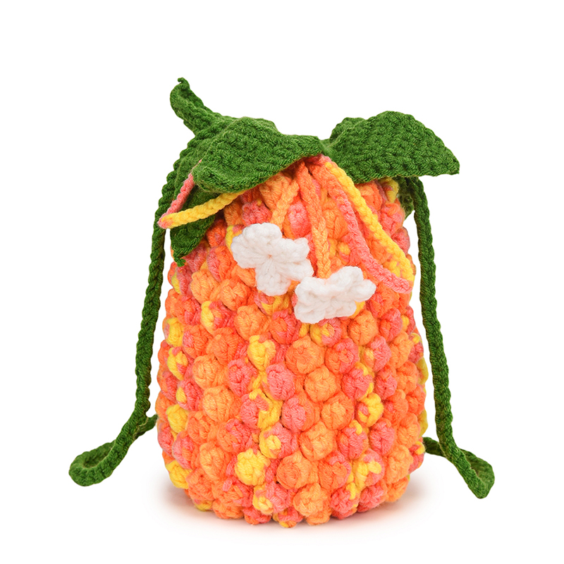 Women Crochet Shoulder Bag Top Handle Bag Slouchy Hobo Bag Knitted Tote Purse Fashion Pineapple Tote Bag Handwoven Bucket Bag